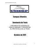 PARA ELABORAR Y PRESENTAR EL PROTOCOLO DE LA TESIS