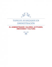 TOPICOS AVANZADOS EN DMINISTRACIÓN EL ADMINISTRADOR: VALORES, ACTITUDES, EMOCIONES Y CULTURA. Página 1