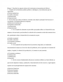 Bloque 1: Describes los aspectos teóricos de la estructura socioeconómica de México. Página 1