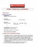 TEORÍA Y TÉCNICA DE LA ENTREVISTA