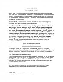 Pensamientos de Aristóteles según Sócrates: el interés por las cuestiones lógicas o metafísicas sería algo completamente ajeno a Sócrates. Página 1
