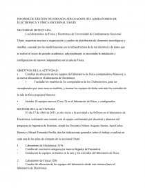 INFORME DE GESTION DE JORNADA ADECUACION DE LABORATORIOS DE ELECTRÓNICA Y FÍSICA SECCIONAL UBATE.. Página 1