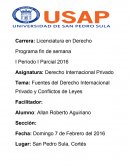Tema: Fuentes del Derecho Internacional Privado y Conflictos de Leyes