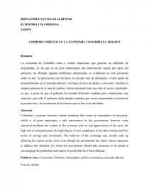 CRISIS ECONOMICA: COMPORTAMIENTO EN LA ECONOMÍA COLOMBIANA 2010-2015. Página 1