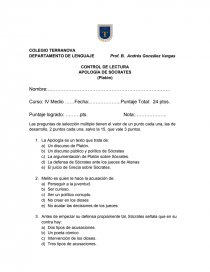 Contol de lectura Apología de Sócrates. Página 1
