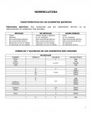 NOMENCLATURA CARACTERÍSTICAS DE LOS ELEMENTOS QUÍMICOS