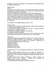 DEFENSA CIVIL DE LA POSESION .LOS INTERDICTOS POSESORIOS EN EL DERECHO PERUANO.. Página 1