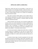 CRÍTICA DEL CUENTO LA BOINA ROJA