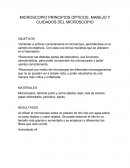 MICROSCOPIO PRINCIPIOS OPTICOS, MANEJO Y CUIDADOS DEL MICROSCOPIO