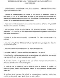ESPECIFICACIONES PARA PROCESAR ORIGINALES MECÁNICO ELECTRÓNICO. Página 1