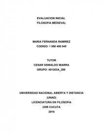 EVALUACION INICIAL FILOSOFIA MEDIEVAL. Página 1