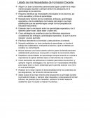 Listado de mis Necesidades de Formación Docente