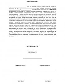 CARTA PODER SIMPLE JUNTA JUICIO LABORAL. Página 1