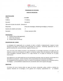 PROGRAMA DE ESTUDIOS JUEGO DE NEGOCIOS. Página 1