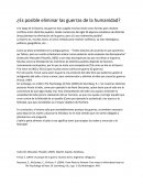 Es posible eliminar las guerras de la humanidad?
