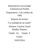 Reporte de lectura “La realidad de un sueño”