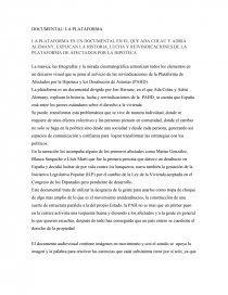 DOCUMENTAL: LA PLATAFORMA. Página 1