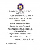 El niño preescolar, el juego y la autorregulación