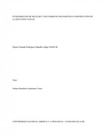 FUNDAMENTOS DE MATLAB Y TRATAMIENTO MATEMÁTICO CONSTRUCCIÓN DE LA SOLUCIÓN FASE III.. Página 1