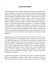 Discusión sobre la pertinencia de la denominación “Artes Escénicas”. Página 1