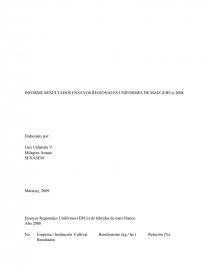 INFORME RESULTADOS ENSAYOS REGIONALES UNIFORMES DE MAÍZ (ERUs) 2008. Página 1
