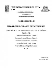 CARDIOLOGÍA II TIPOS DE MARCAPASOS E INDICACIONES. Página 1