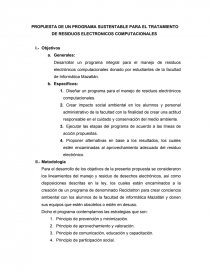 PROPUESTA DE UN PROGRAMA SUSTENTABLE PARA EL TRATAMIENTO DE RESIDUOS ELECTRONICOS COMPUTACIONALES. Página 1