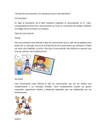 “Proceso de comunicación y los elementos que en ella interfieren”.. Página 1