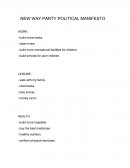 NEW WAY PARTY POLITICAL MANIFESTO