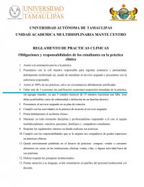 REGLAMENTO DE PRACTICAS CLÍNICAS.. Página 1