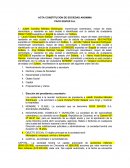 ACTA CONSTITUCION DE SOCIEDAD ANONIMA