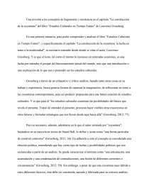 Una revisión a los conceptos de hegemonía y resistencia en el capítulo “La construcción de la coyuntura” del libro “Estudios Culturales en Tiempo Futuro” de Lawrence Grossberg. Página 1