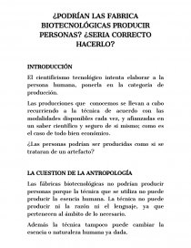 PODRÍAN LAS FABRICAS BIOTECNOLÓGICAS PRODUCIR PERSONAS. Página 2