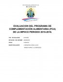 Evaluacion del programa de complementacion alimentaria