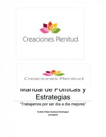 ESTRATEGIAS Y POLITICAS CREACIONES PLENITUD.. Página 1