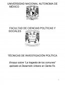 Ensayo sobre “La tragedia de los comunes” aplicado al Desarrollo Urbano en Santa Fe.