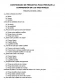 CUESTIONARIO DE PREGUNTAS PARA PRECISAR LA COMPRENSIÓN EN LOS TRES NIVELES