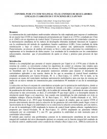 CONTROL PI DE UN CSTR NO LINEAL VÍA EL ENFOQUE DE REGULADORES LINEALES CUADRÁTICOS Y FUNCIONES DE LYAPUNOV. Página 1