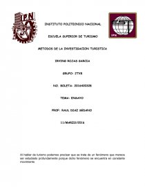 METODOS DE LA INVESTIGACION TURISTICA. Página 1