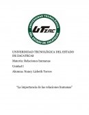 LA IMPORTANCIA DE LAS RELACIONES HUMANAS.