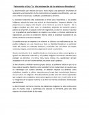 Valoración critica “La discriminación de las etnias en Honduras”