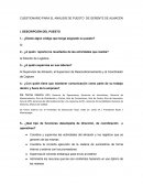 CUESTIONARIO PARA EL ANÁLISIS DE PUESTO DE GERENTE DE ALMACÉN.
