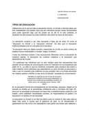 Hablaremos de lo que se trata la educación formal, no formal e informal estas son tres modalidades que existen para que los individuos tengan varias herramientas para poder aprender algo que les pueda ser de útil en la vida cotidiana, el propósito de e