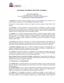 Aprendizaje Tecnológico: Desarrollo Tecnológico. Página 1