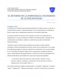 EL RETORNO DE LA DEMOCRACIA: ESCENARIOS DE LA DISCAPACIDAD.