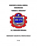 OBSERVACIÓN Y ANÁLISIS DE PRÁCTICA ESCOLAR.