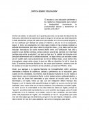 CRITICA SOBRE “EDUCACIÓN”