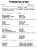 Evaluación de Lenguaje y Comunicación Lectura domiciliaria:”Papelucho perdido”