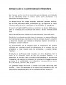 Tema: Introduccion a la administracion financiera.