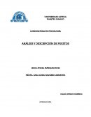 ANÁLISIS Y DESCRIPCIÓN DE PUESTOS . CRONOGRAMA DESCRIPTIVO